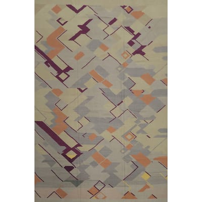 Hand Woven Oriental 100% Wool Carpet Southwestern Modern Greys & Charcoal Kilim Area Rug - 15' 11'' X 12' 3''