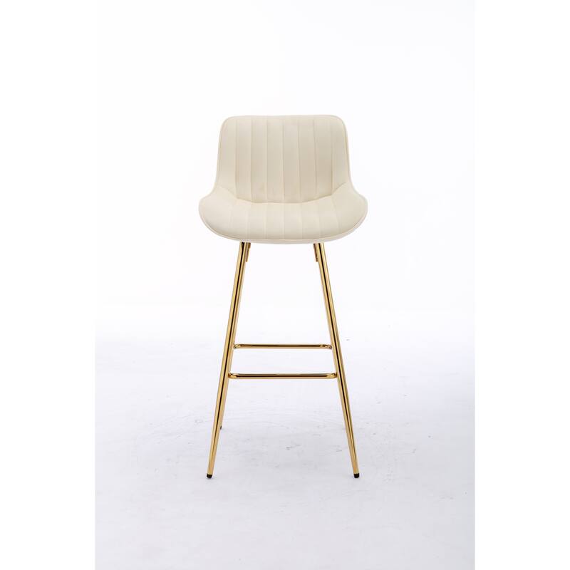 Velvet Swivel Bar Stools Set of 2, Counter Height Bar Chairs with Back, Kitchen Island Stools with Footrest and Metal Legs