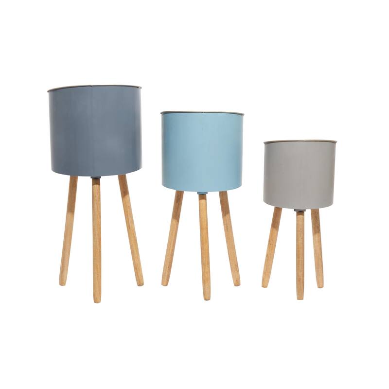 Multi Colored Metal Indoor Outdoor Planter (Set of 3)