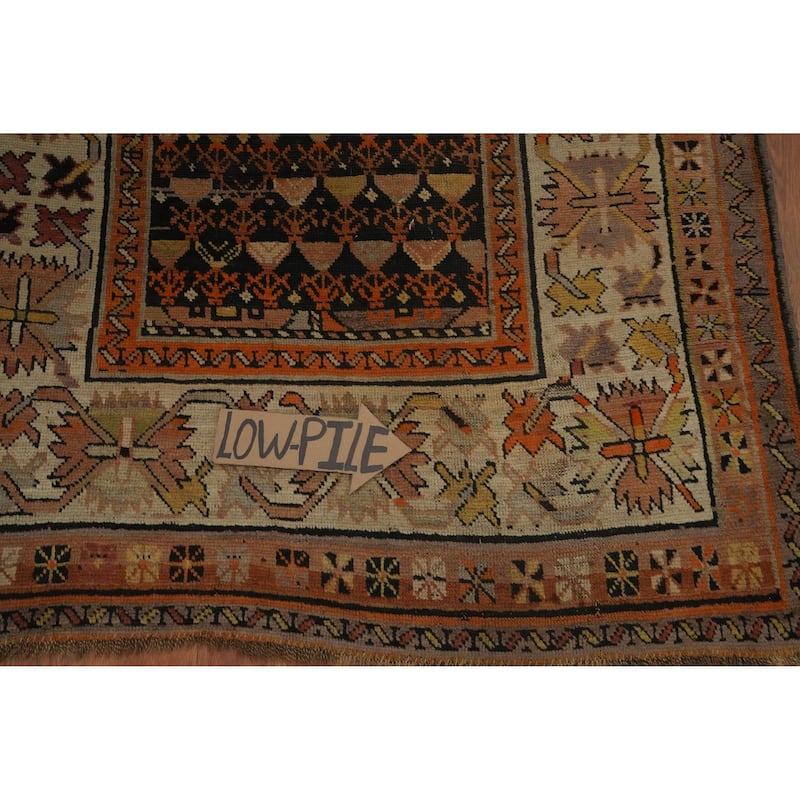 Hand Knotted Oriental 100% Wool Carpet Traditional Geometric Black Area Rug - 6' 0'' X 3' 7''