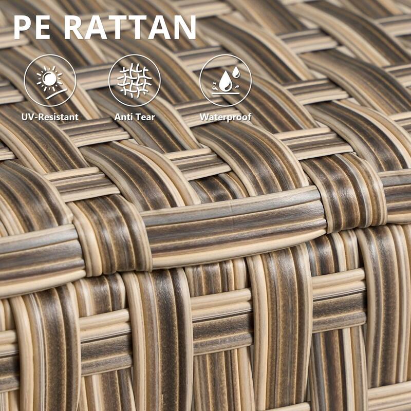 HOOOWOOO Wicker Rattan Patio Square Coffee Table with Umbrella Hole