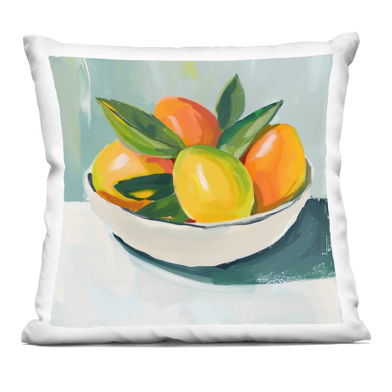 Stupell Bowl of Citrus Fruit Decorative Printed Throw Pillow Design by Walker Noble - Accent - Polyester - Orange - Single