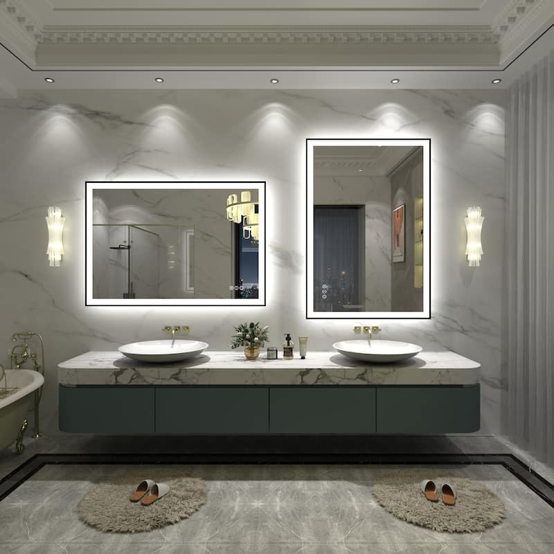 Front & Back LED Anti-Fog Tempered Glass Framed Bathroom/Vanity Mirror 3-Year Warranty