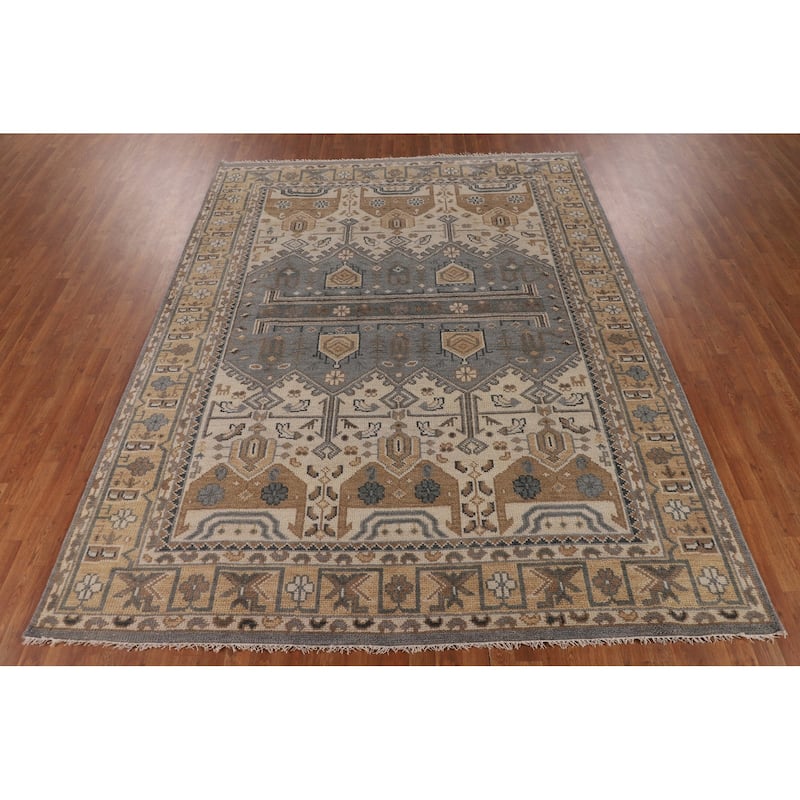 Khotan Indian Area Rug Handmade Wool Carpet - 8'0"x 10'1"