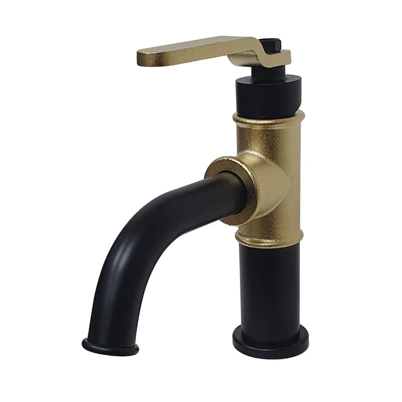 Kingston Brass Whitaker Single-Handle Bathroom Faucet with Push Pop-Up - Matte Black/Polished Brass