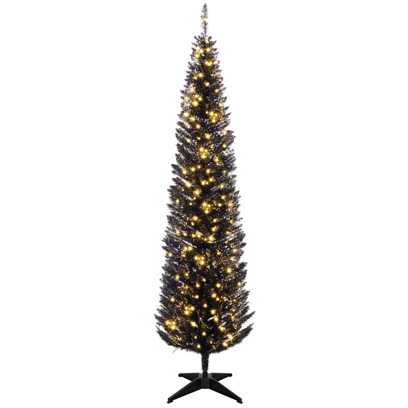 7ft Pencil Christmas Tree ,black - Black
