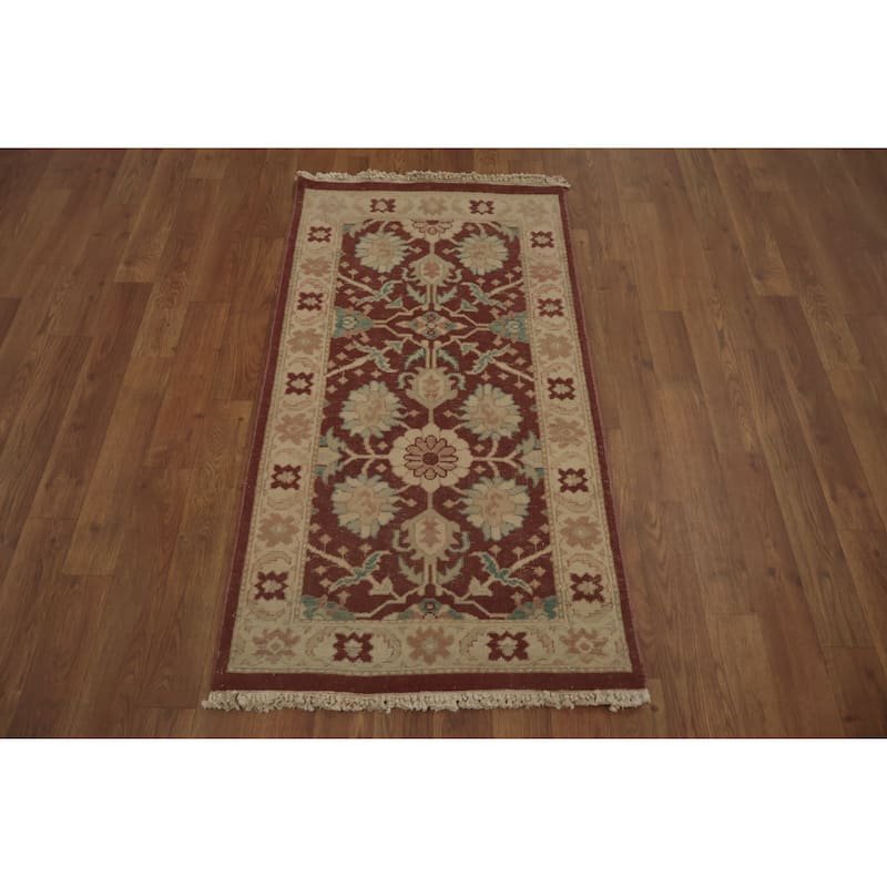 Hand Knotted Oriental 100% Wool Carpet Traditional All-Over Brown Ziegler Area Rug - 3' 10'' X 2' 0''