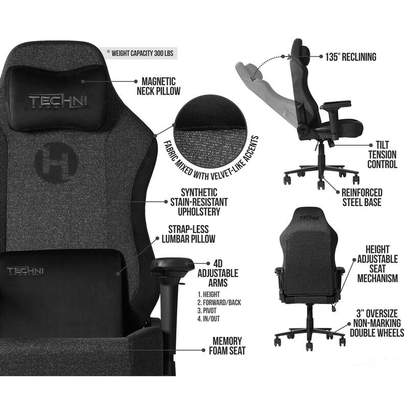 Techni Sport TSF65C Fabric Gaming Chair
