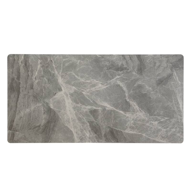 Sintered Stone Dining Table, 63" Modern Gray Rectangular Kitchen Dinner ...