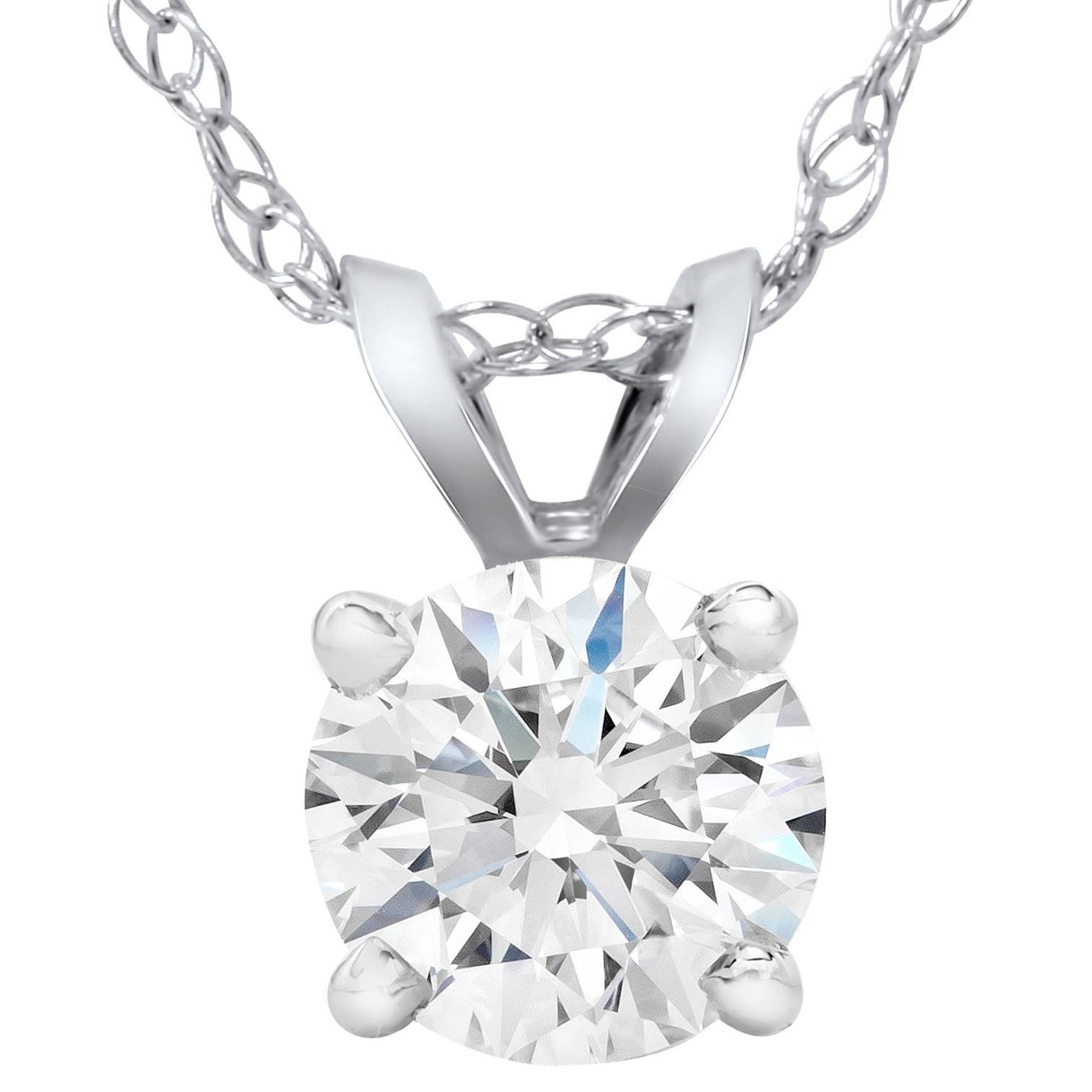 Bliss Diamond 1 1/4ct Lab Grown Diamond Round Solitaire Pendant White Gold Necklace