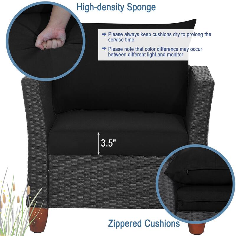 Gymax 3PCS Patio Rattan Conversation Set Outdoor Furniture Set w/