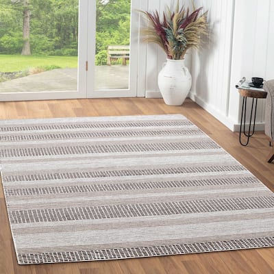 George Towne Living Stylish Lines Luxury Handmade Abstract Wool Area Rug