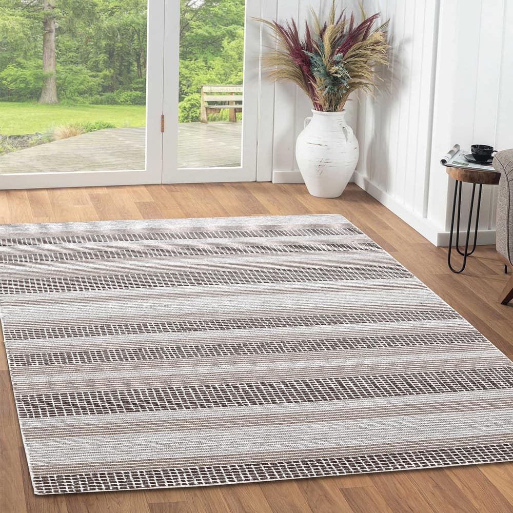George Towne Living Stylish Lines Luxury Handmade Abstract Wool Area Rug