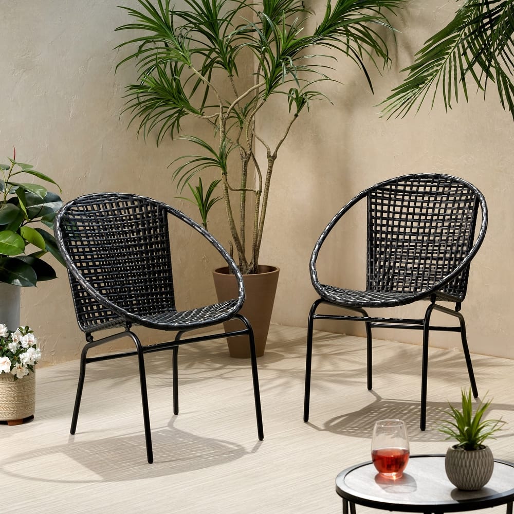 Java Outdoor Modern Wicker Club Chair (Set of 2) by Christopher Knight Home