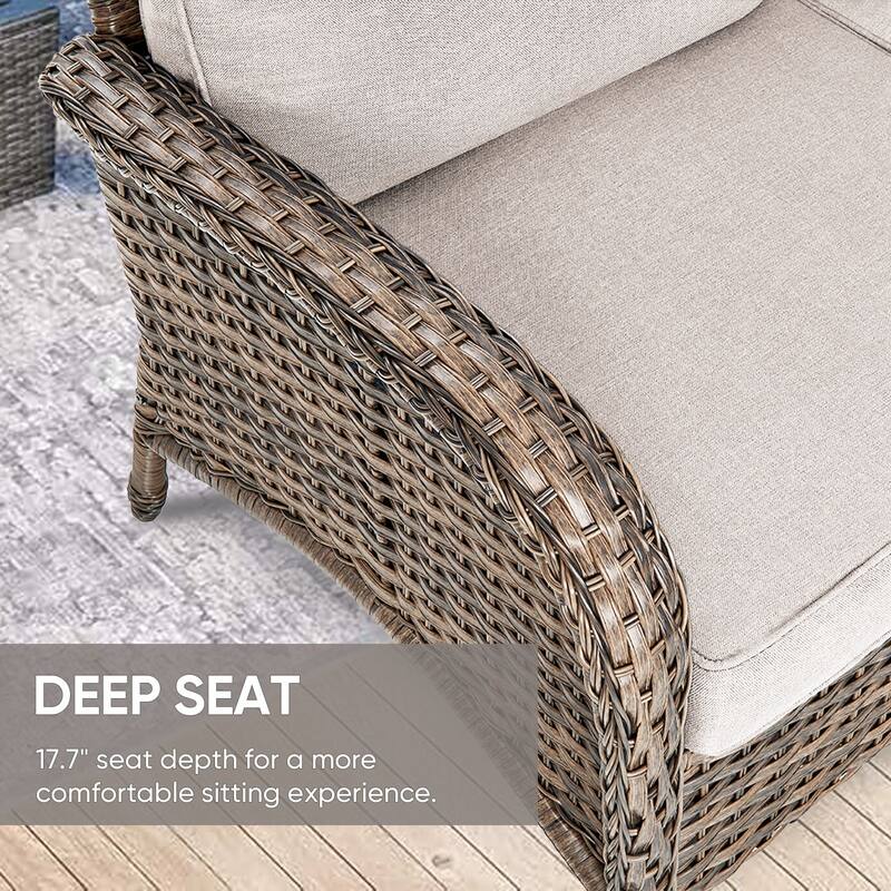 Gymojoy L-Shaped Outdoor Sectional Sofa Set, PE Wicker Couch with Water-Resistant Olefin Cushions