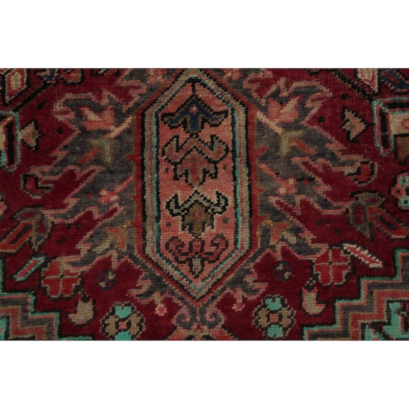 Hand Knotted Oriental 100% Wool Carpet Traditional Medallion Red Heriz Area Rug - 13' 3'' X 7' 7''