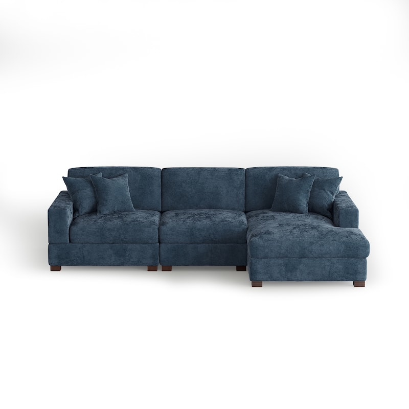 Modern Oversized Chenille Modular Sectional Sofa With Chaise