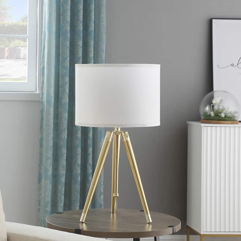 Adjustable Heigh Shiny Brass Modern Tripod Table Lamp