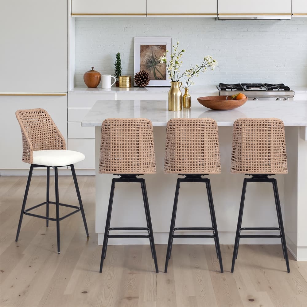 28.8" Indoor Swivel Wicker Barstools