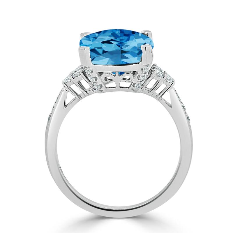 Auriya 1 1/5ct Fancy Cushion Swiss Blue Topaz and Diamond Engagement Ring 1/4ctw 14k Gold