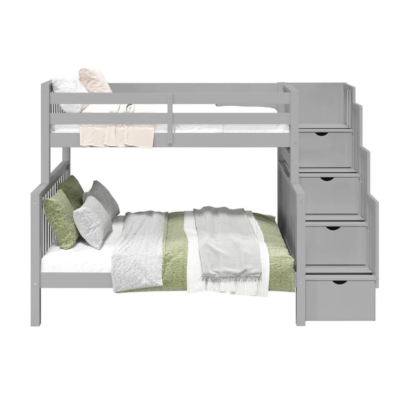 Taylor & Olive Trillium Twin over Full Stairway Bunk Bed
