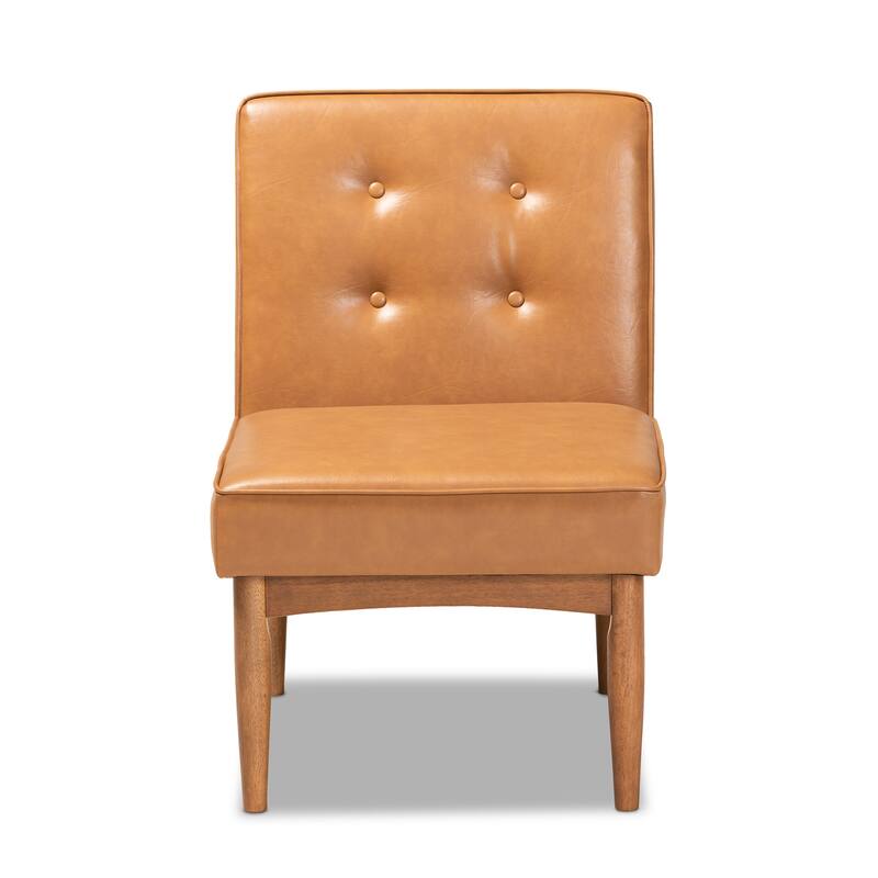 Arvid Tan Faux Leather and Walnut Brown Finished Wood Dining Chair