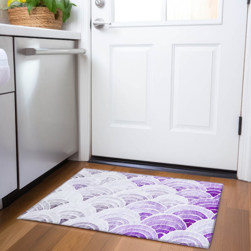 Premium Washable Super Soft Modern Sunrise Mayfield Rug - Purple - 1' 8" x 2' 6" - Rectangle