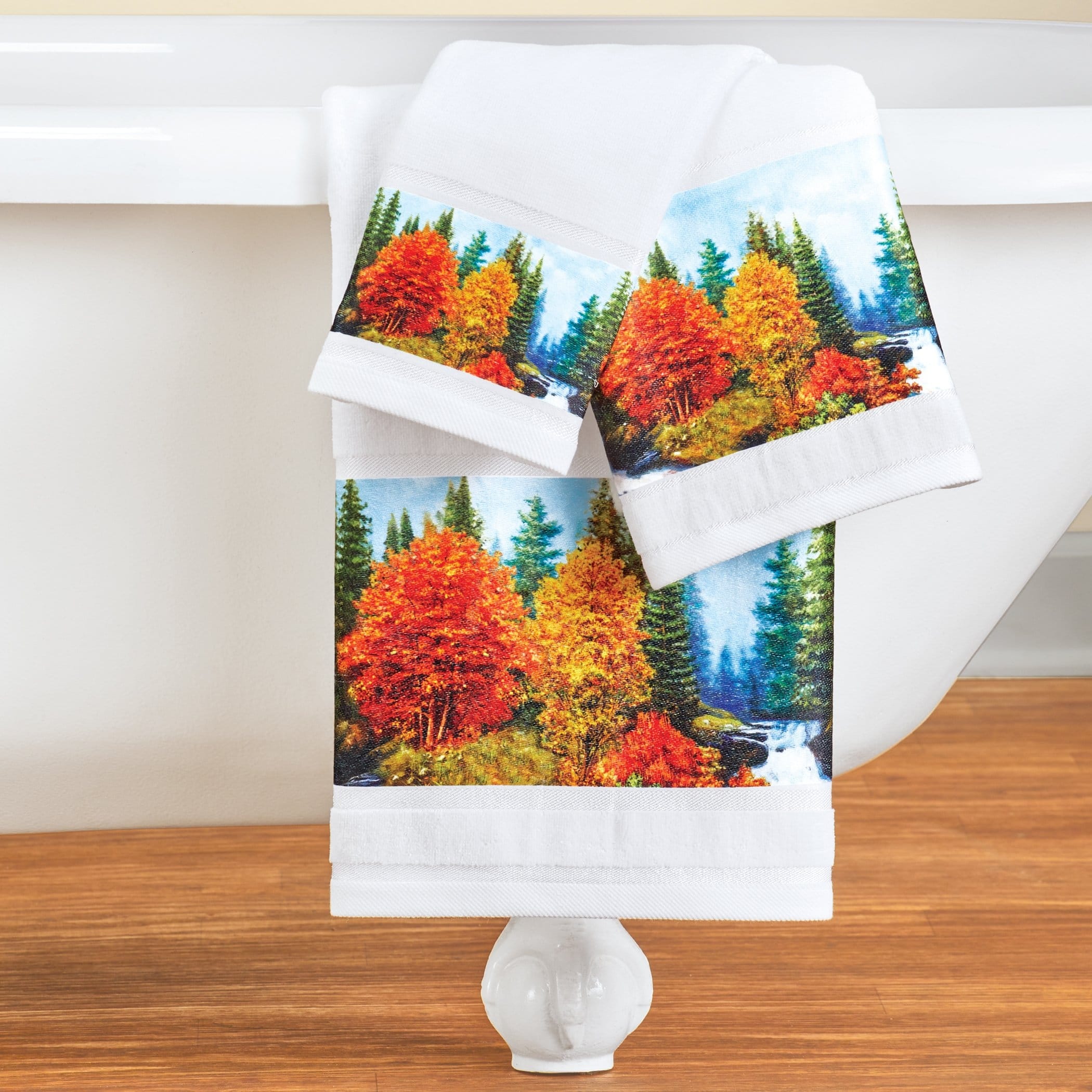 3-Piece Colorful River Woodland Forest Bath Towel Set - 9.500 x 6.000 x 3.500