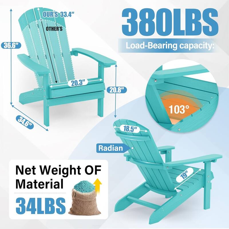 WINSOON All Weather HIPS Outdoor Plastic Adirondack Chairs