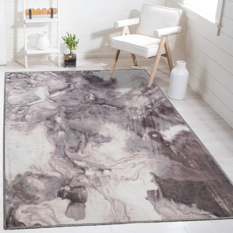 Superior Yuma Abstract Marble Indoor Area Rug or Runner - 7' 6" x 9' 6" - Brown
