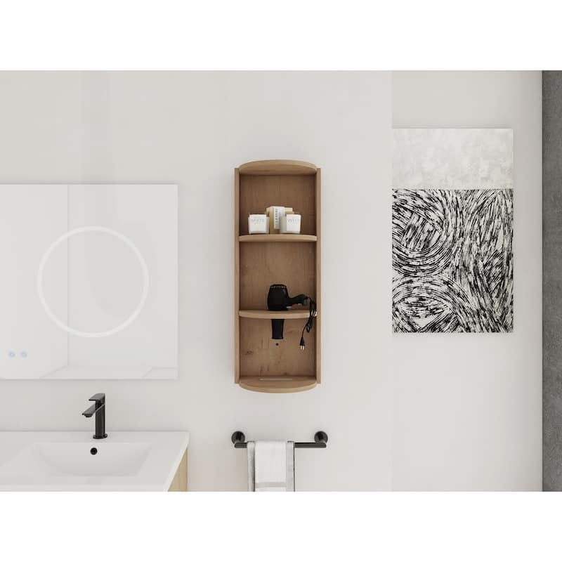 Space-Saving Bathroom Wall-Mounted Storage Rack with Versatile Design - Imitative Oak
