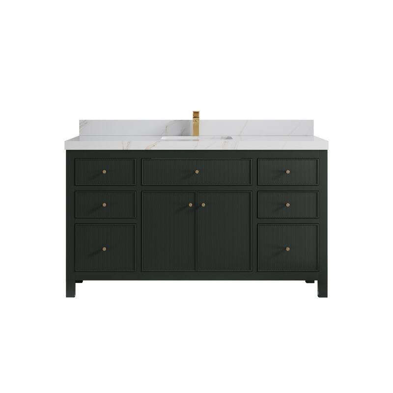 Willow Collections 60 in W x 22 in D Sonoma Free Standing Reeded Single Sink Bathroom Vanity with Countertop