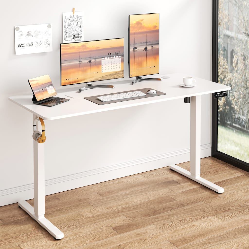 Futzca Height Adjustable Electric Standing Desk, Computer Desk with Splice Board