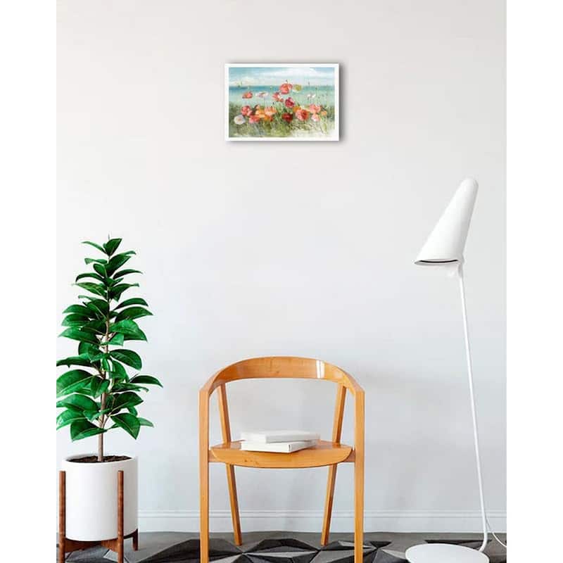 Coastal Poppies Light Framed Poster - 12 x 18 Inch - White