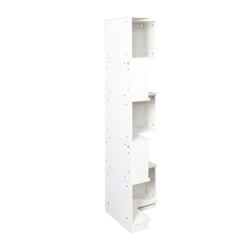 Corner Book Shelf - 5 Tier Corner Bookshelf Bookcase with Baffle, Freestanding L Shaped Display Shelf Stand
