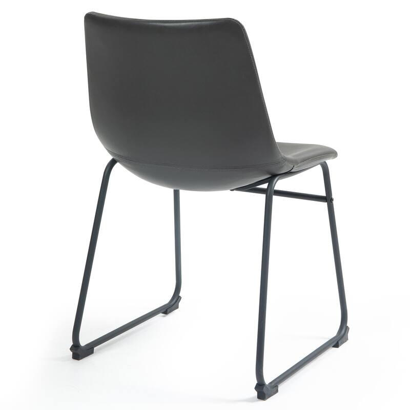 Adan Iron Frame Faux Leather Dining Chair (Set of 2)