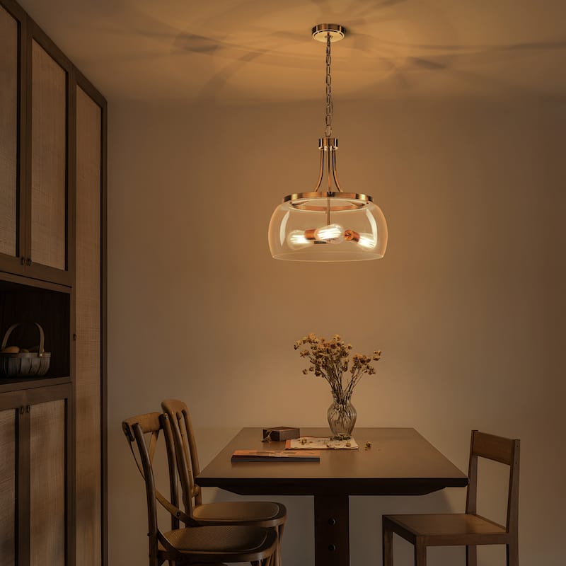 Starsky 1/3-Light Modern Clear Glass Dome Pendant Light