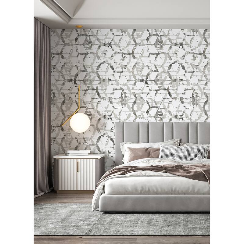 REMIX Walls by Katie Hunt Hex-A-Gone Dove Grey Wall Mural