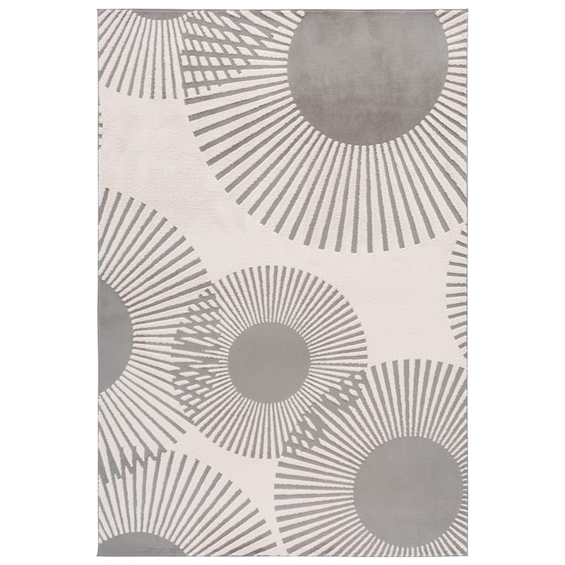 SAFAVIEH Versailles Cheyanne Machine Washable & Slip Resistant Rug - 6' Square - Grey/Beige