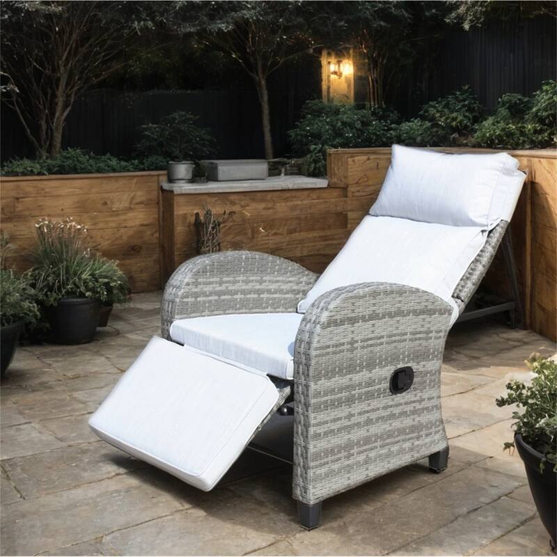 Outdoor Wicker Conversation Chairs w/ Adjustable Backrest and Armrests