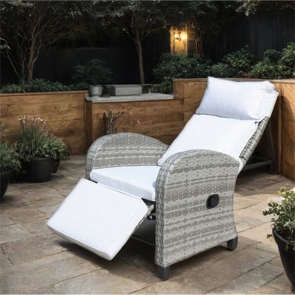 Outdoor Wicker Conversation Chairs w/ Adjustable Backrest and Armrests
