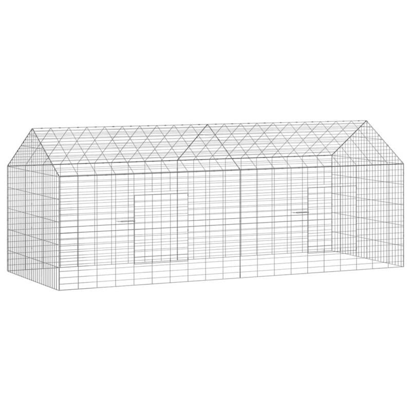 vidaXL Rabbit Cage Silver 400 x 78 x 78 cm Galvanised Steel
