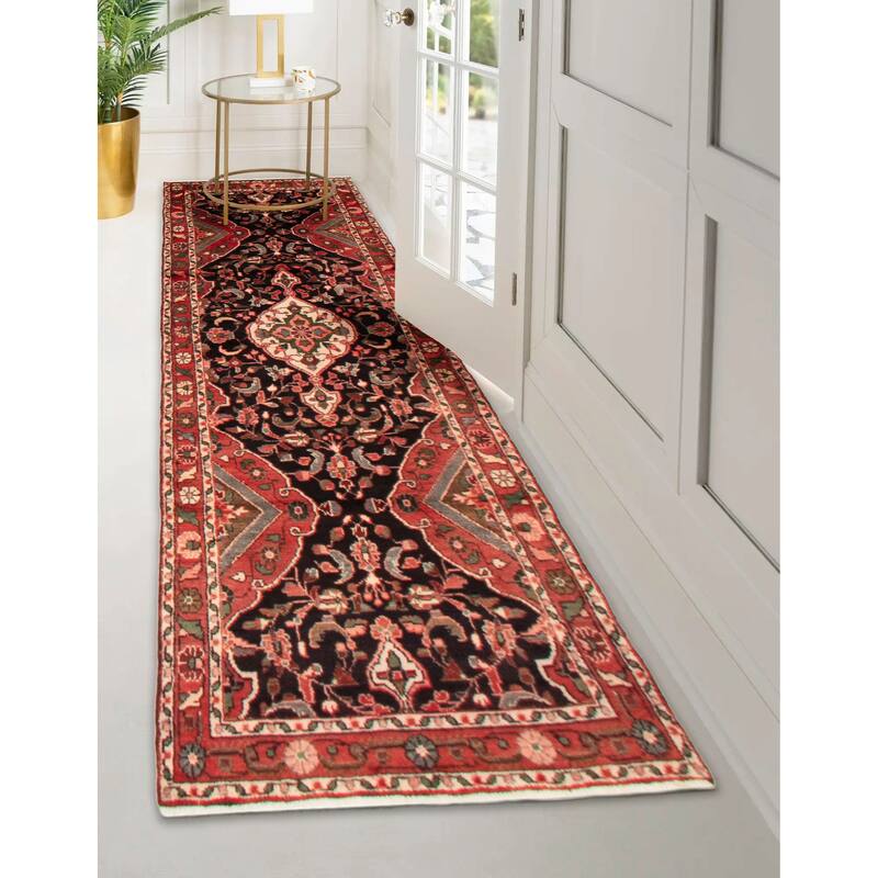 ECARPETGALLERY Hand-knotted Andelz Black, Red Wool Rug - 2'10 x 9'10
