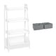 preview thumbnail 23 of 26, RiverRidge Kids 4-Tier 24in Ladder Shelf Toy Organizer with 3 Open Display Shelves- White with Two 5" Fabric Bins