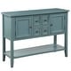 preview thumbnail 29 of 61, Vintage Elegant Style Buffet Sideboard Console Table with 4 Storage Drawers, 2 Cabinets & Bottom Shelf (Antique Gray)
