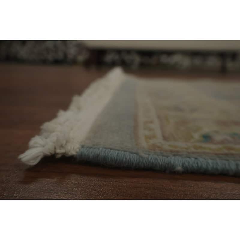 Hand Knotted Oriental 100% Wool Carpet Traditional All-Over Navy Blue & Blues Ziegler Area Rug - 3' 10'' X 2' 0''