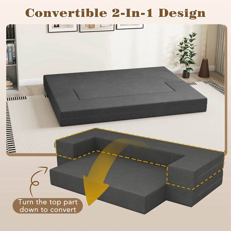 Costway 8-Inch Folding Sofa Bed with High-density Foam & Washable