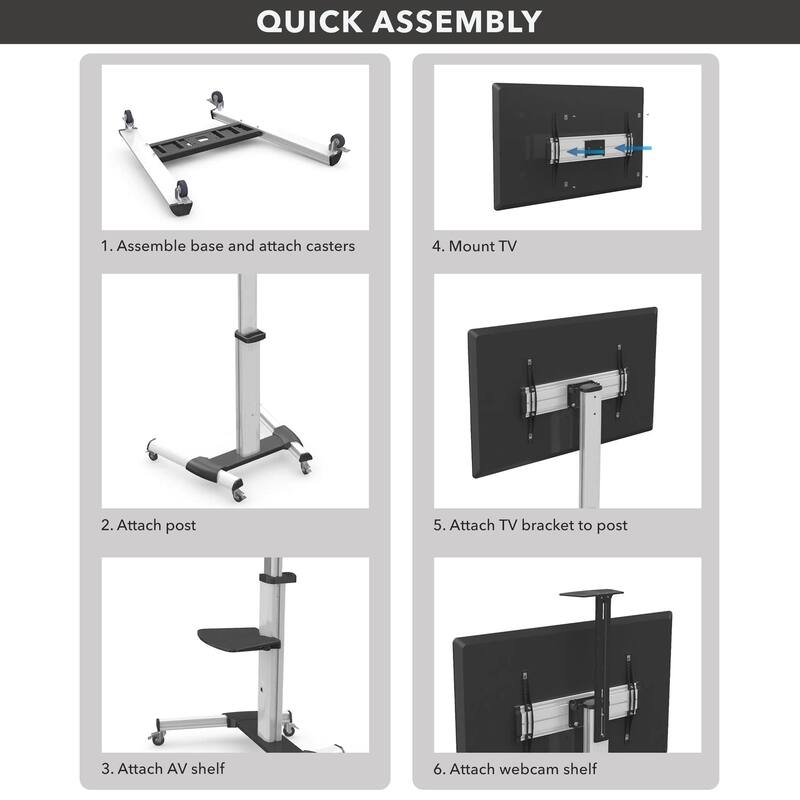 Mount-It! Mobile TV Stand for Flat Screen Televisions - Black