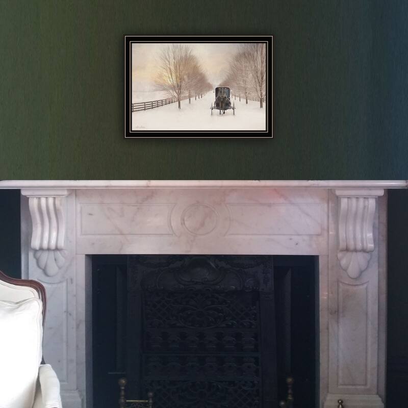 Framed Wall Art - Snowy Amish Lane, Black Frame