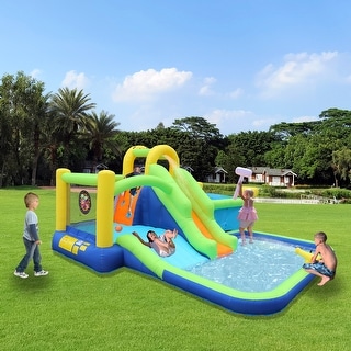 7-In-1 Inflatable Slide Water Park Includes a Garden Bouncer, Whack-a-Mole Games, Splash Pool, Target Games